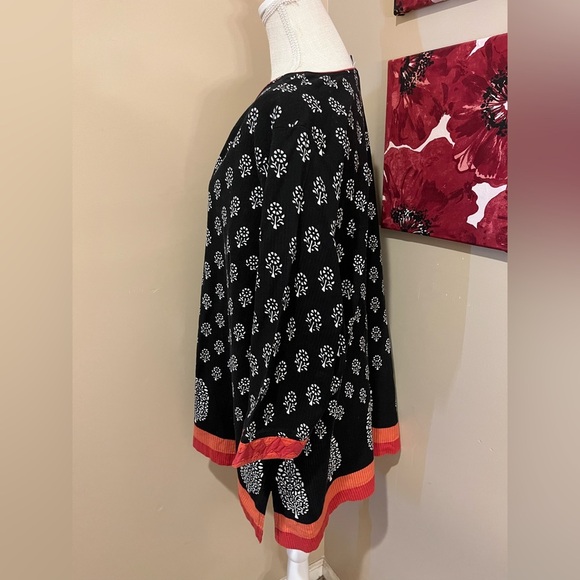 Soft Surroundings 100% cotton woven print notch neck tunic 3/4 sleeve, size 2X - Picture 3 of 7